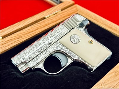 Beautiful 1922 Colt M1908 Vest Pocket .25 ACP Nickel |HAND ENGRAVED|