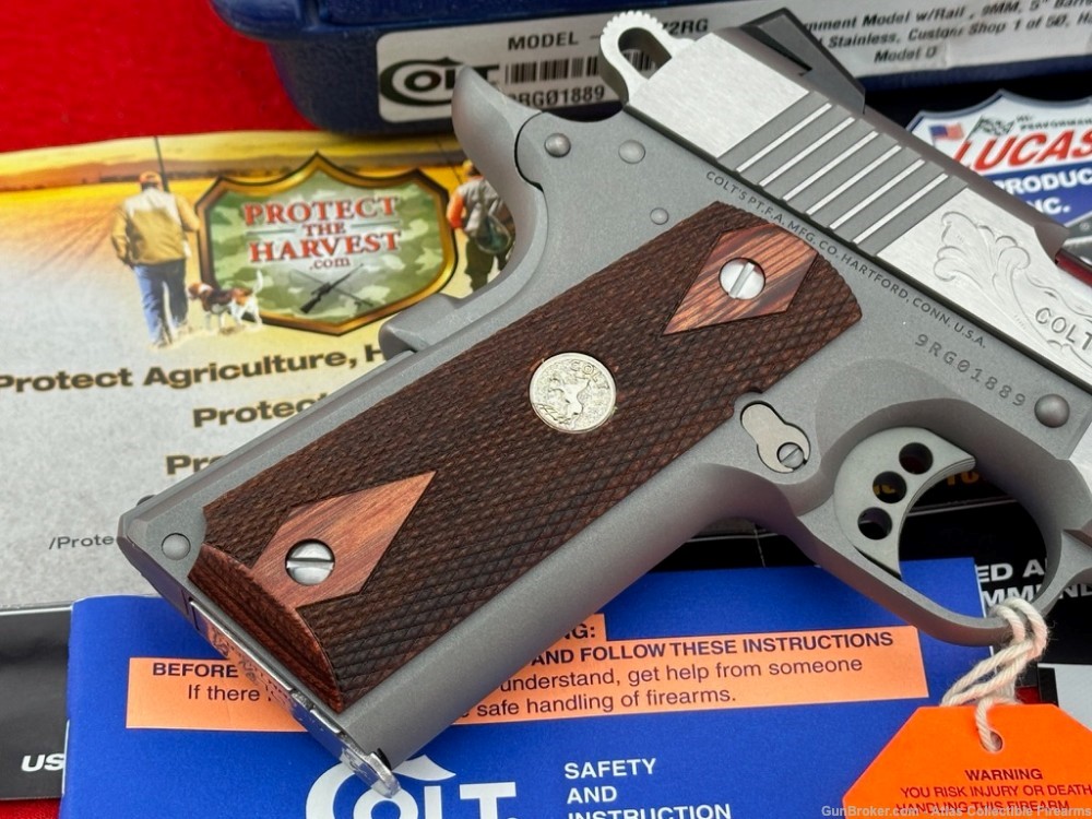 RARE Colt Custom Shop Government "Rail Gun" 9mm |FACTORY HAND ENGRAVED| NIB-img-10