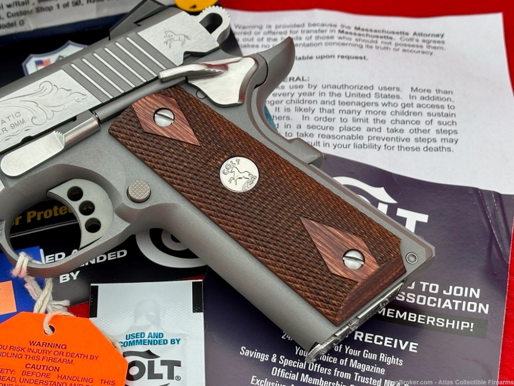 RARE Colt Custom Shop Government "Rail Gun" 9mm |FACTORY HAND ENGRAVED| NIB-img-6