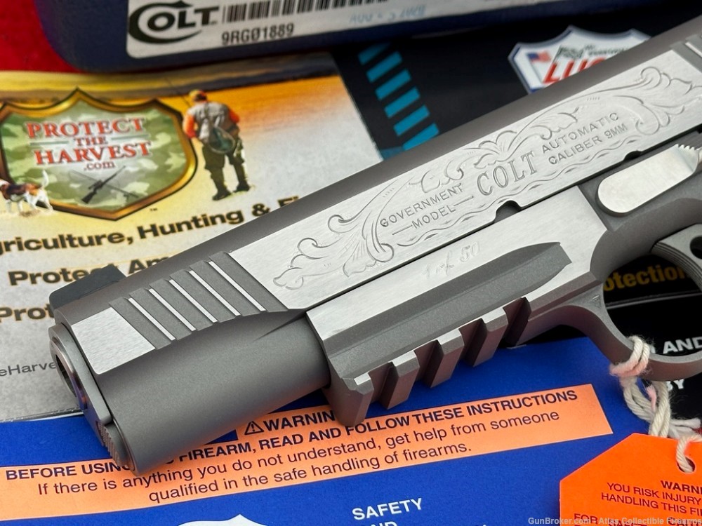 RARE Colt Custom Shop Government "Rail Gun" 9mm |FACTORY HAND ENGRAVED| NIB-img-3