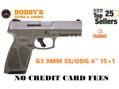 Taurus G3 9mm (2) 15+1 Mags 4" Stainless- OD GREEN
