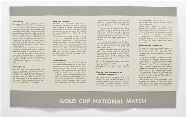 Colt Gold Cup National Match Manual. Form NM500-img-2