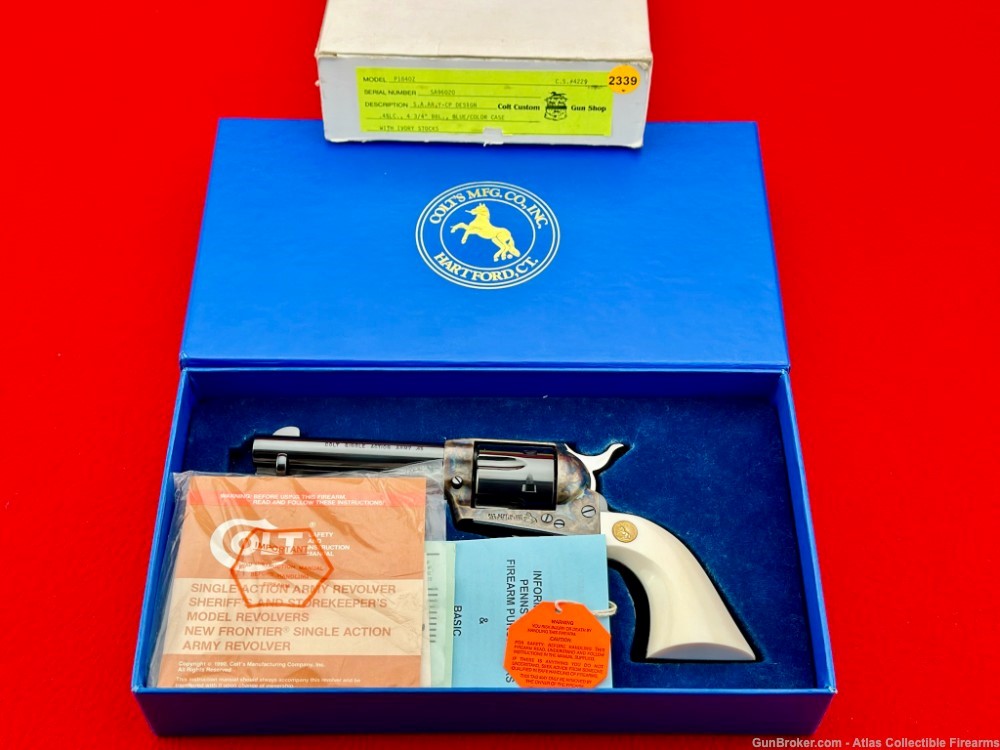 RARE 1992 Colt SAA 4 3/4" Royal Blue 45LC *FACTORY ONE-PIECE IVORY* NIB!-img-20