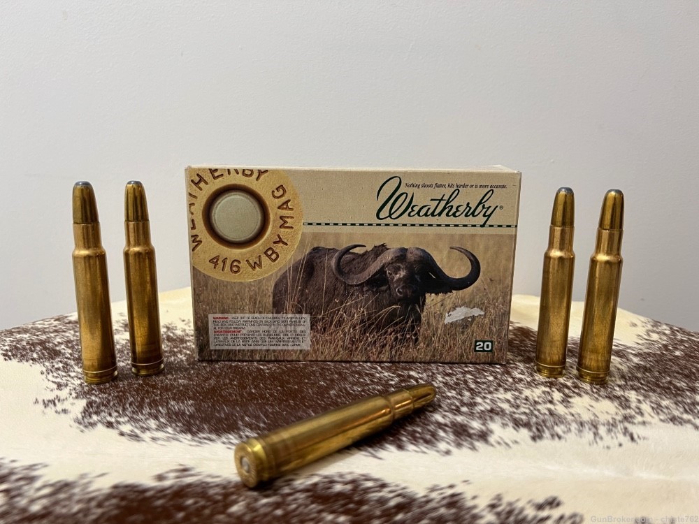 SALE - 20 Round Box of Factory 416 Weatherby Mag 400gr Round Nose-img-0