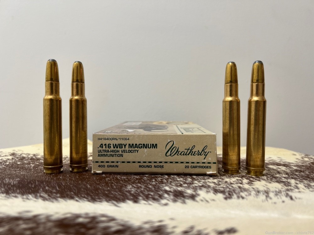 SALE - 20 Round Box of Factory 416 Weatherby Mag 400gr Round Nose-img-1