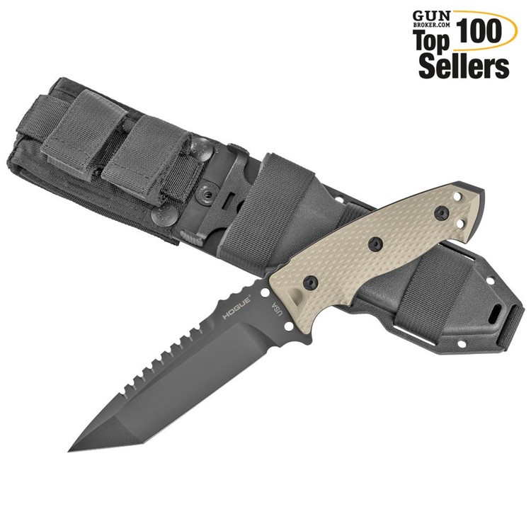 Hogue EX-F01, Fixed Blade Knife, 5.5" Tanto, A2 Tool Steel, G10 FDE Handle-img-0