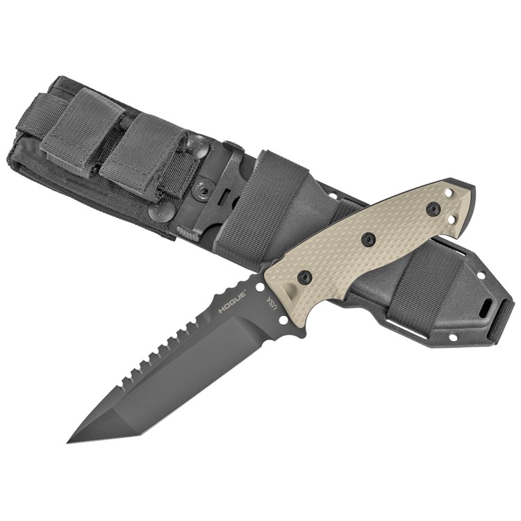 Hogue EX-F01, Fixed Blade Knife, 5.5" Tanto, A2 Tool Steel, G10 FDE Handle-img-1