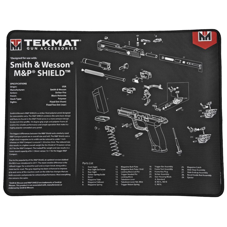 TekMat S&W M&P SHIELD Ultra Premium Gun Cleaning Mat 15"x20" Packed In Tube-img-1