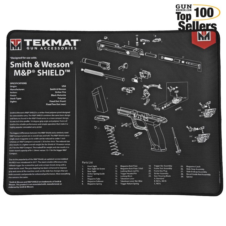 TekMat S&W M&P SHIELD Ultra Premium Gun Cleaning Mat 15"x20" Packed In Tube-img-0