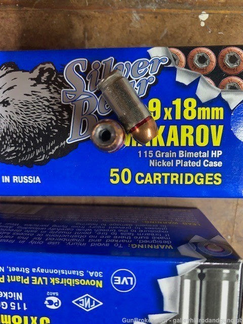 9mm 9x18 Makarov Rare 115gr. Hollow Points 100 Rounds, Russian-img-2