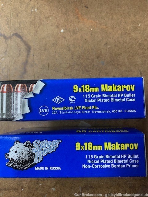 9mm 9x18 Makarov Rare 115gr. Hollow Points 100 Rounds, Russian-img-1