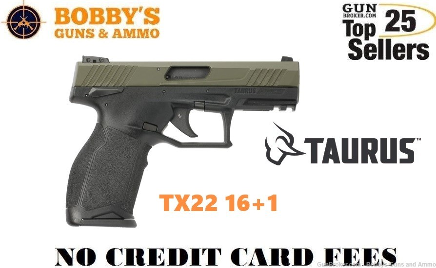 Taurus TX22 22LR BLK-ODG 4" (2) 16+1 Mags THUMB SAFETY "NO CREDIT CARD FEE"-img-0