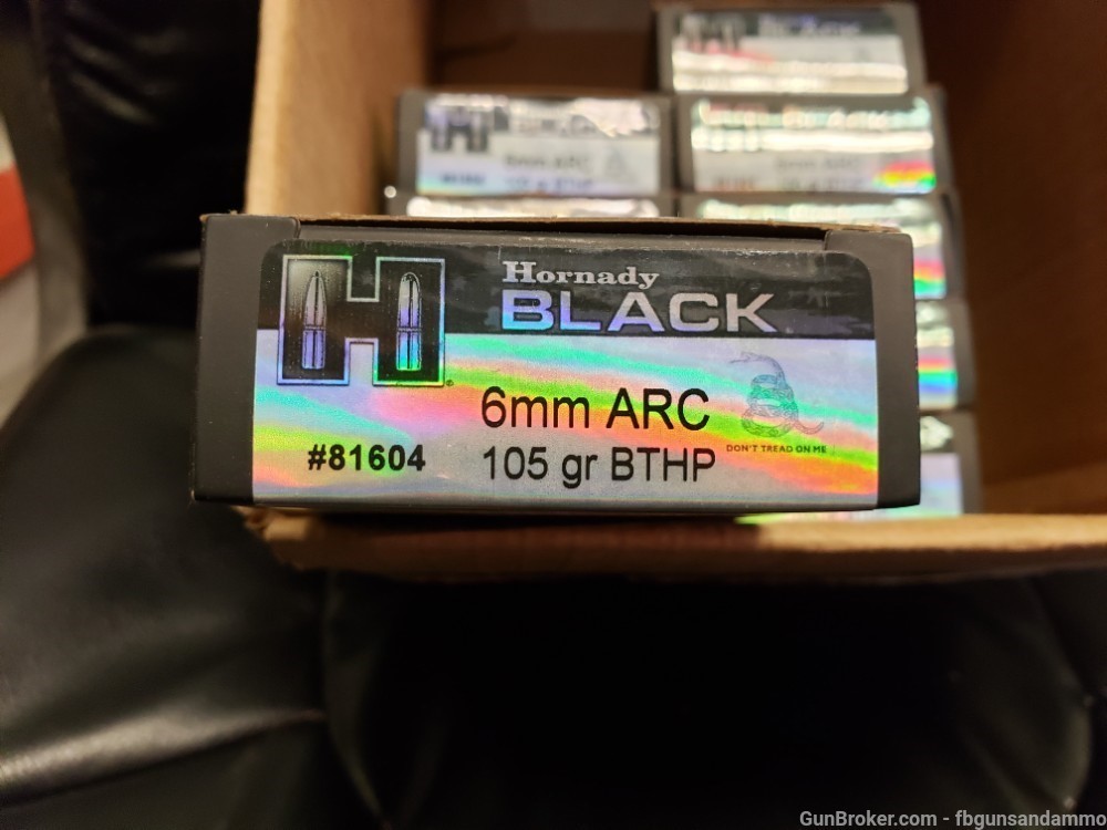 IN STOCK! NEW 200 ROUNDS HORNADY BLACK 6MM ARC 105 GR BTHP BOAT TAIL HP-img-2