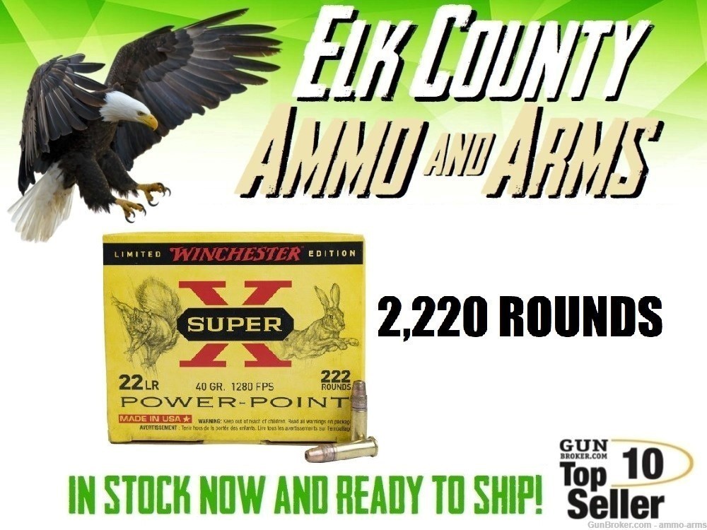Winchester Super-X Power Point Ltd Ed .22 LR 40 Gr HP 2,220 Rds X22LRPPB-img-0