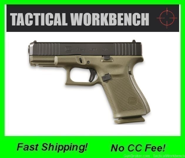 Glock 19 Gen 5, Battlefield Green Frame, Hard to Find! 9MM, 3 Mags, 15rd-img-0