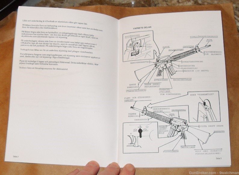 Swedish Manual M16 M16A2 Rifle  Book Instruktionsbok Automatikcarbin-img-6