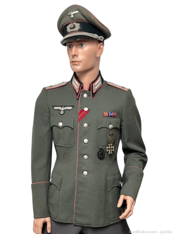 WW2 German Panzer OFFICER NAMED SET Uniform Visor tunic WWII trousers pants-img-1