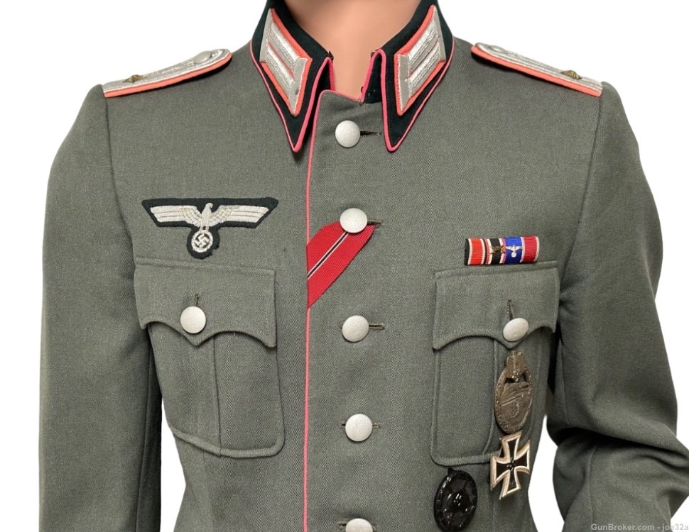 WW2 German Panzer OFFICER NAMED SET Uniform Visor tunic WWII trousers pants-img-3