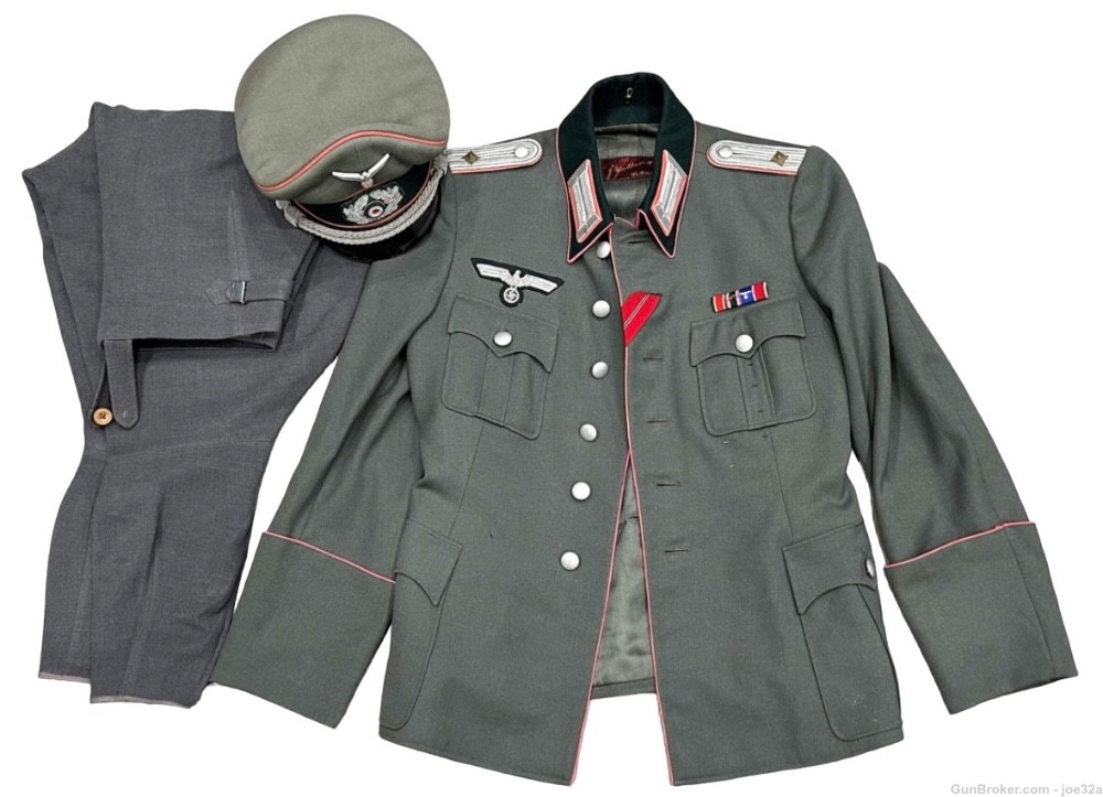 WW2 German Panzer OFFICER NAMED SET Uniform Visor tunic WWII trousers pants-img-0
