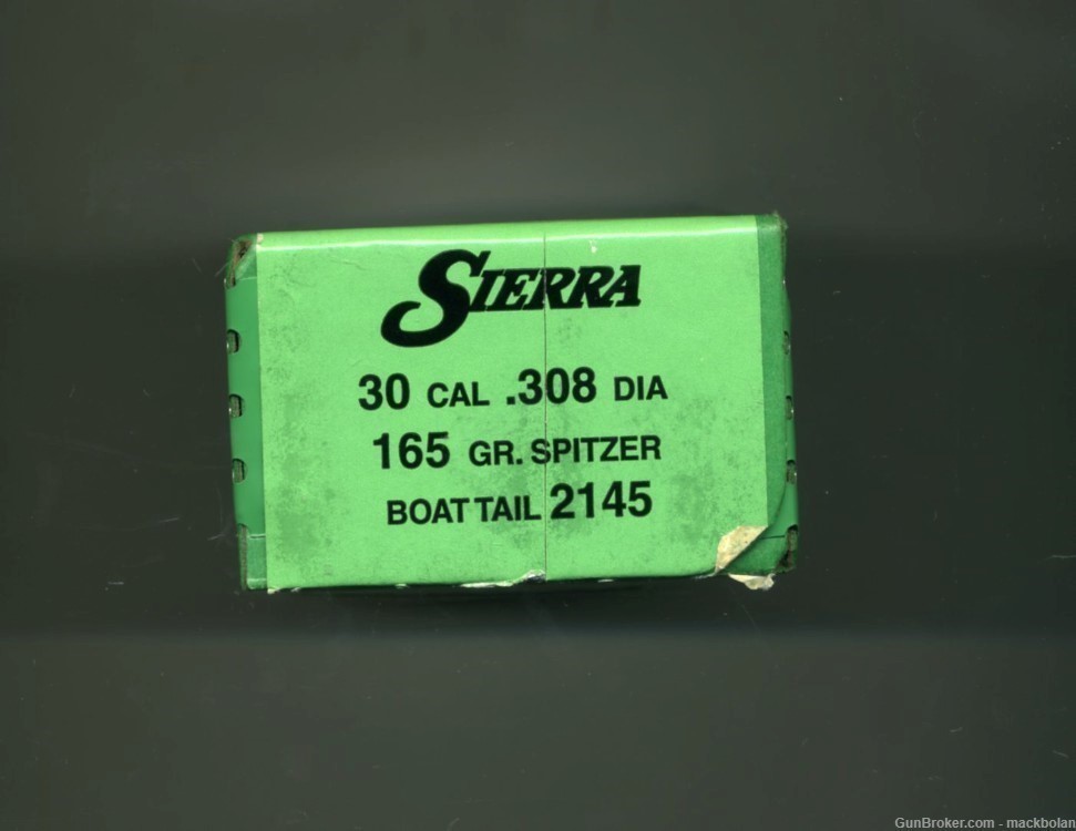 Sierra .308 Diameter - 165 Grain - Spitzer Boat Tail Bullets - Box 100-img-1