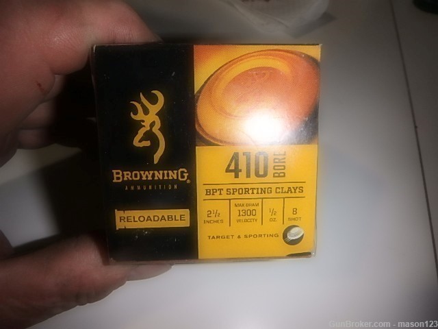 FULL 410 BROWNING BOX NO 8 SHOT 2-1/2 INCH BLACK SHELLS-img-2