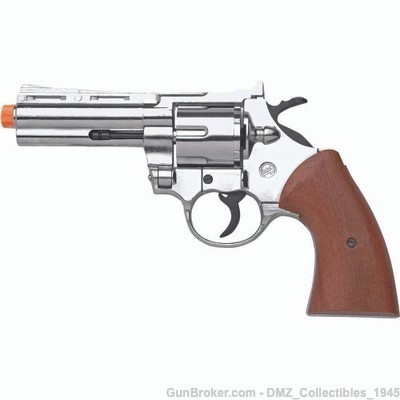 Magnum Nickel 9mm Blank Firing Revolver Pistol Gun-img-0