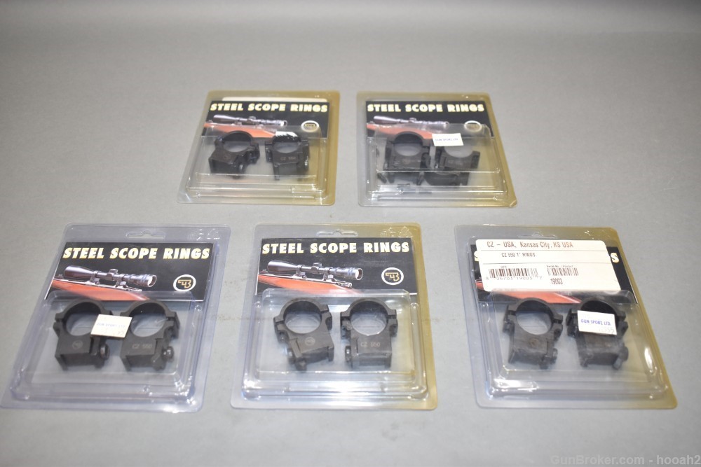 5 Packs NOS CZ 550 Steel Scope Rings Blister Pack 19003-img-0