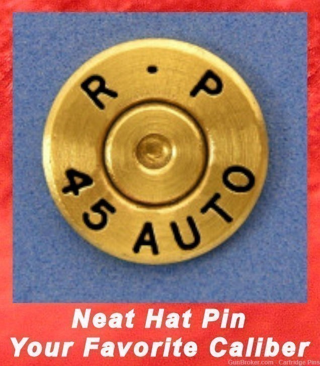 Remington R-P 45 AUTO  Cartridge Hat Pin  Tie Tac  Ammo Bullet-img-0