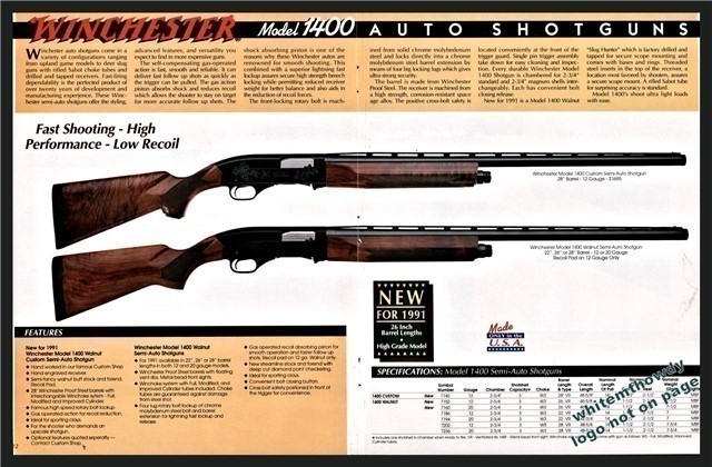 1991 WINCHESTER 1400 Custom & Walnut Shotgun AD-img-0