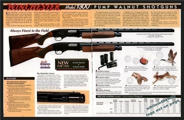 1991 WINCHESTER 1300 Featherweight Shotgun 2pg AD-img-0