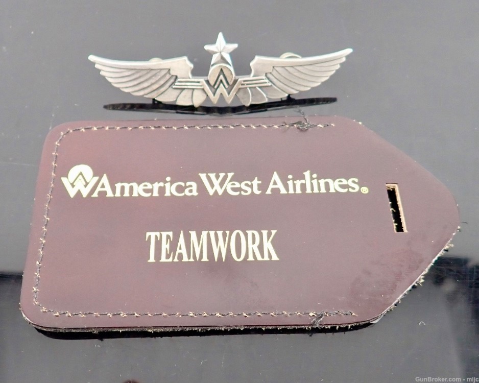 America West Captain's Wings and Leather Teamwork Tag Set Authentic Origina-img-9