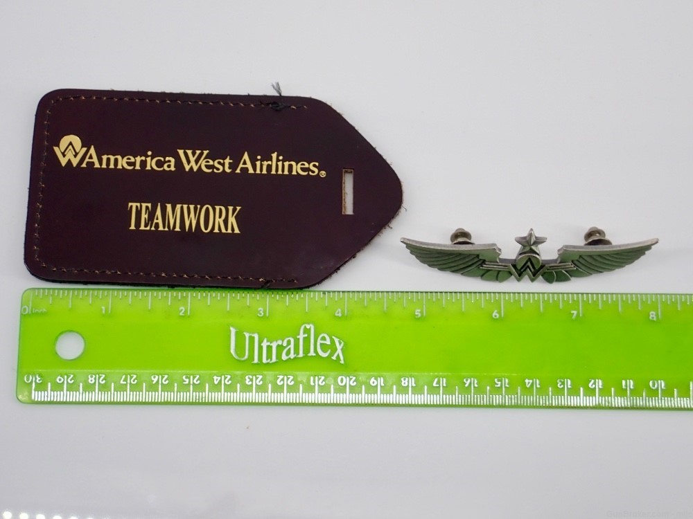 America West Captain's Wings and Leather Teamwork Tag Set Authentic Origina-img-5