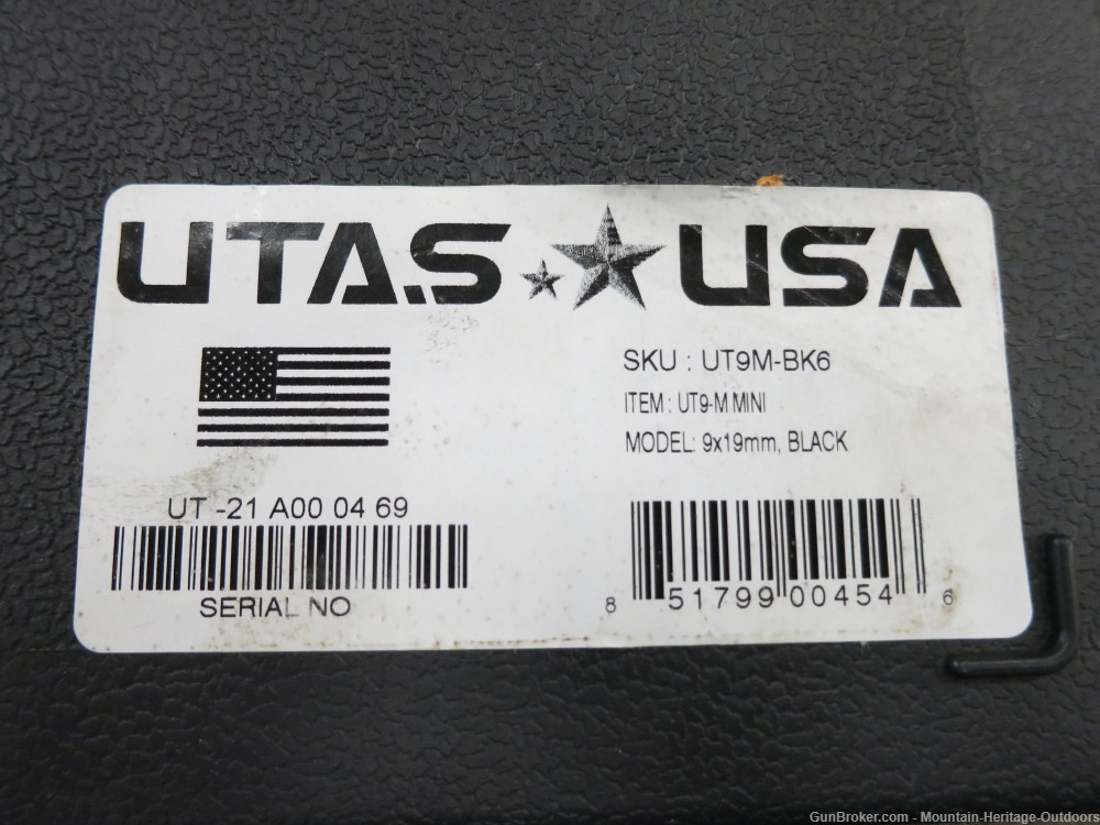 UTAS USA UT9-M Mini 9mm 6" 33rd Pistol UT9M-BK6 No Reserve!! -img-4
