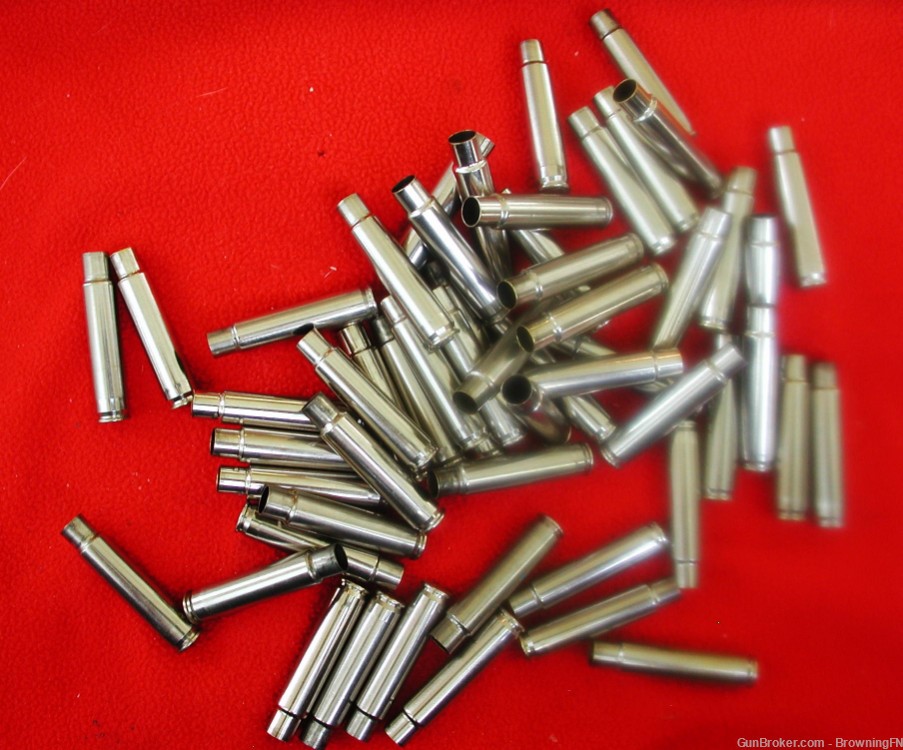 54 Once Fired IHMSA PRIMED 7mm TCU  7mm/223 Nickel Cases for Reloading-img-0