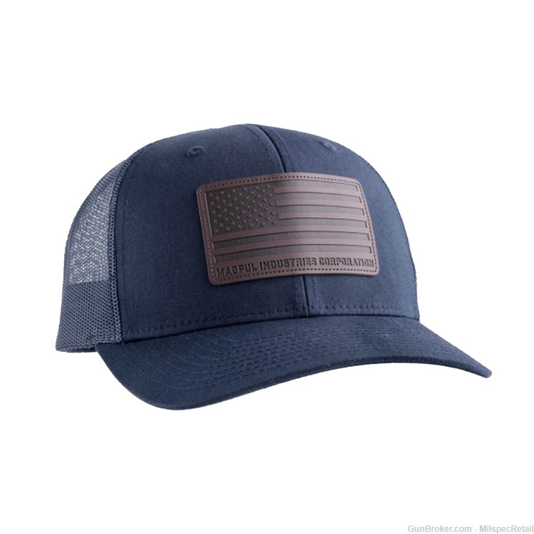 Magpul Industries Standard Leather American Flag Patch Trucker Hat - Navy-img-0