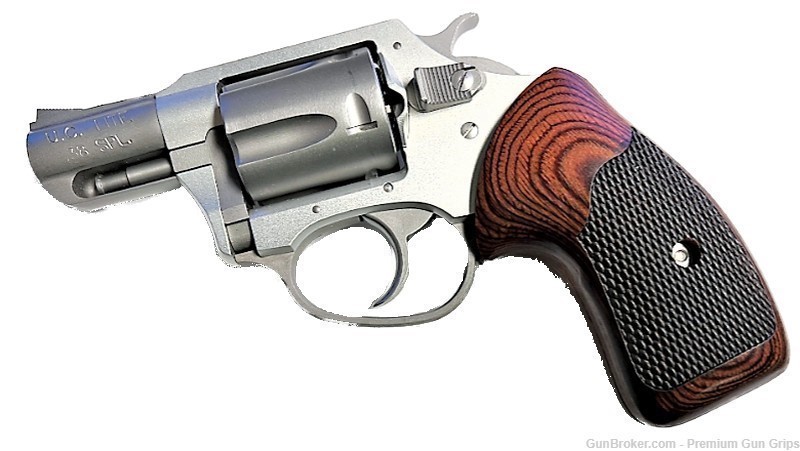 Charter Arms Grips universal fit Rosewood Checkered wrap around New-img-2