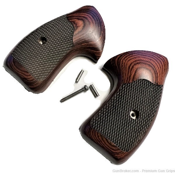 Charter Arms Grips universal fit Rosewood Checkered wrap around New-img-5
