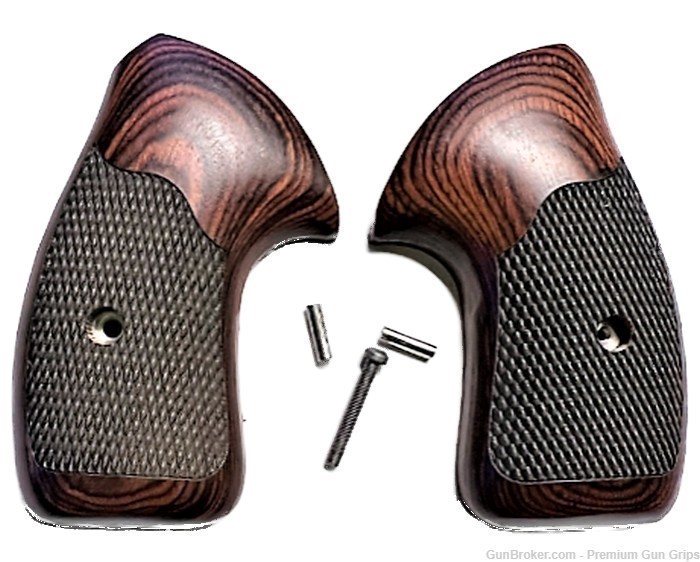 Charter Arms Grips universal fit Rosewood Checkered wrap around New-img-0