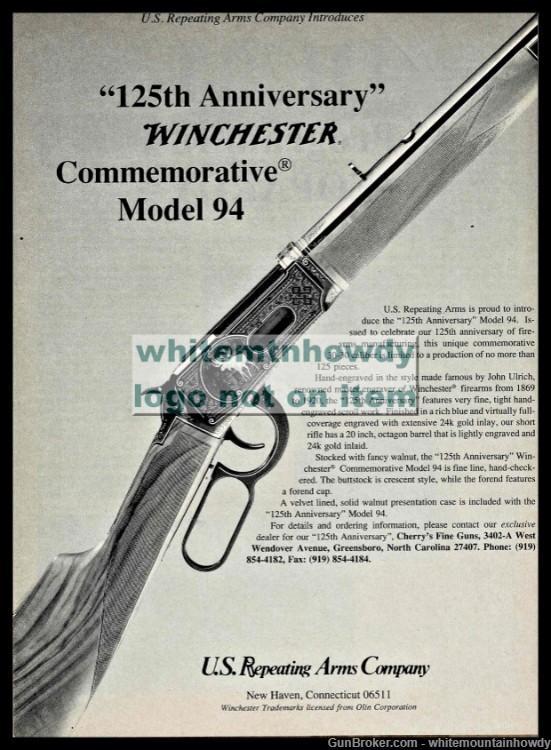 1991 WINCHESTER Model 94 125th Anniversary Commemorative Rifle PRINT AD-img-0