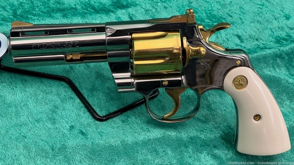 Colt Python .357 Magnum Custom Gold Plated, Ivory Bond Handle 1 of a Kind-img-3