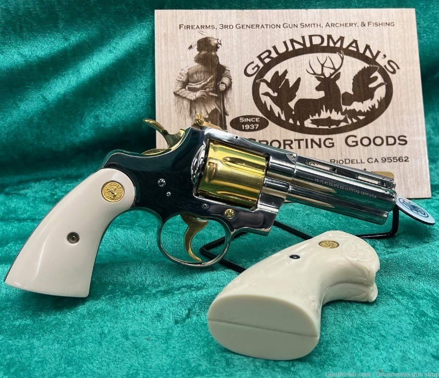 Colt Python .357 Magnum Custom Gold Plated, Ivory Bond Handle 1 of a Kind-img-16