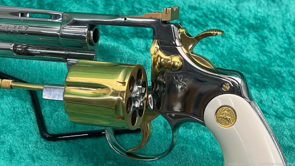 Colt Python .357 Magnum Custom Gold Plated, Ivory Bond Handle 1 of a Kind-img-9