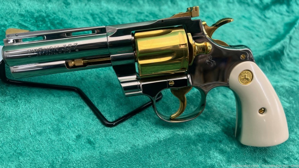 Colt Python .357 Magnum Custom Gold Plated, Ivory Bond Handle 1 of a Kind-img-13