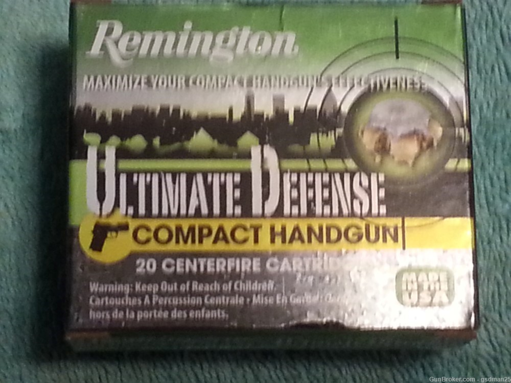 Remington Ultimate Defense Compact Handgun Ammunition 380 ACP 102 Grain-img-1