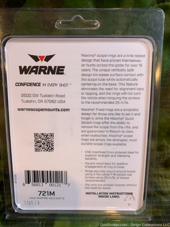 721M Warne 1 inch, Rimfire Med Matte Scope Rings-img-1