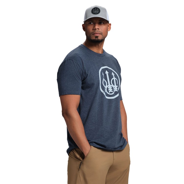 BERETTA Men Trident Logo SS T-Shirt, Color: Navy Heather, Size: XL-img-3