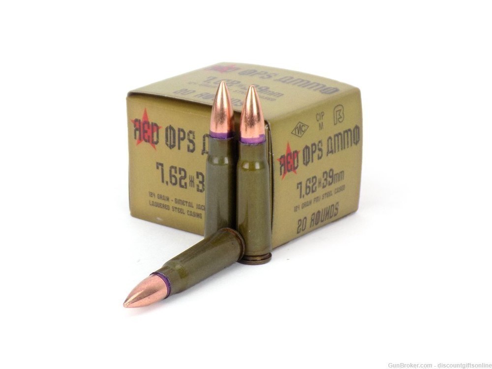 RED OPS 7.62X39 124 GRAIN FMJ non corrosive 100 Rounds-img-1