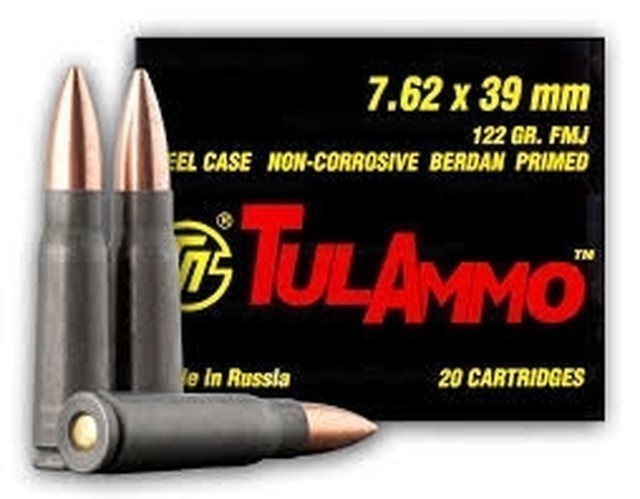 TULA 7.62x39mm Ammunition 100 Rounds 122 Grain FMJ non corrosive-img-0