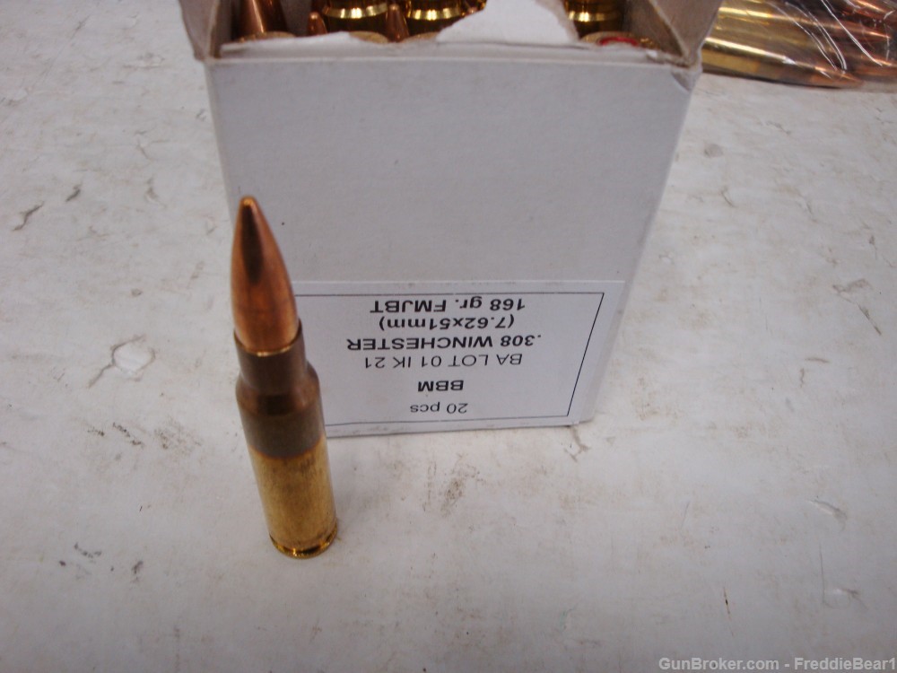 Lot Of Approx 62 Rounds Of .308 Winchester 168-Grain FMJ - Excellent Shape-img-2