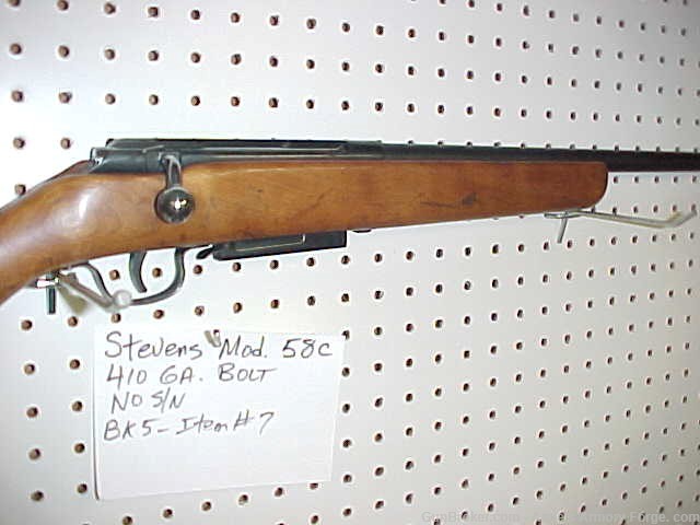 BK#5 Item#7 - Stevens Model 58C - Bolt Action 410 Ga Shotgun-img-1